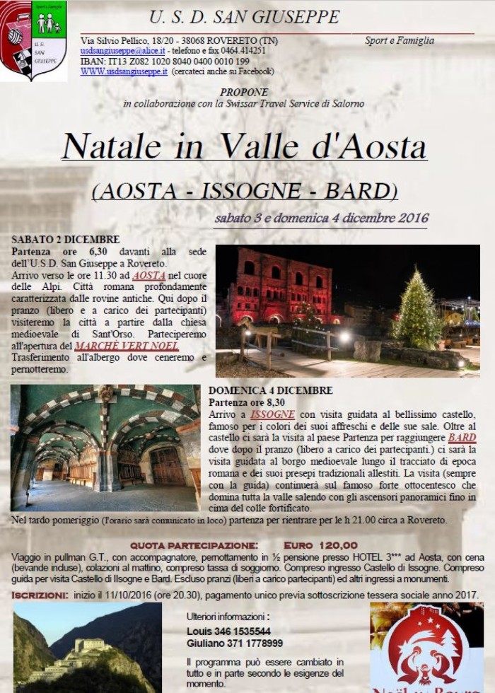 Natale in Val d'Aosta - 3-4 dicembre 2016