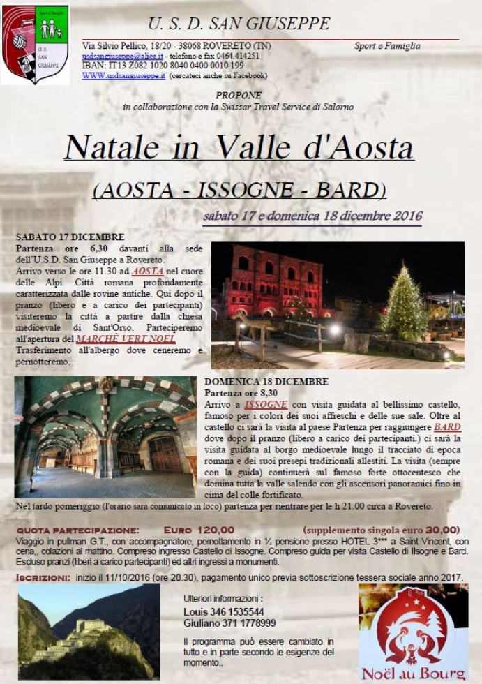 Natale in Val d'Aosta 17-18 dicembre 2016